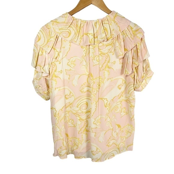 Ted Baker Frisis Frill Printed Short Sleeve Blouse Top Size 1 US 4 - Picture 2 of 13